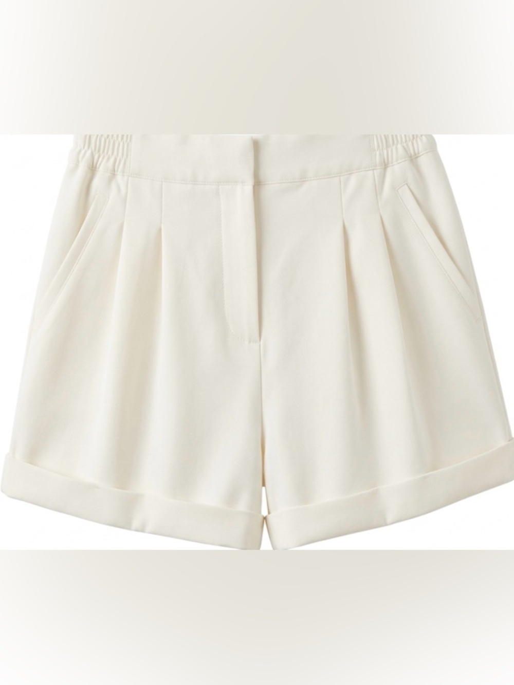 Forever 21 Cream High-Waist Pleated Shorts